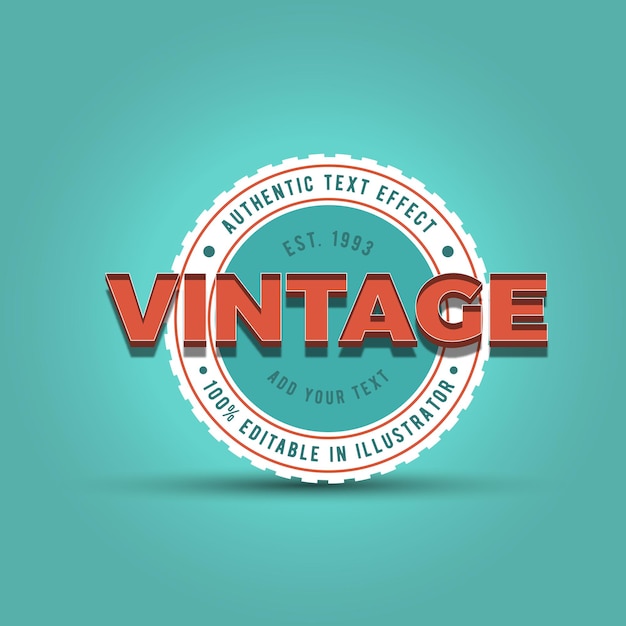 Logotipo de insignia vintage y plantilla de etiqueta con efecto de estilo de texto