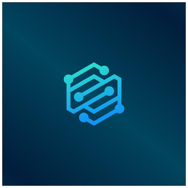 Logotipo de inspiración letra inicial S resumen con estilo tecnológico y color gradiente plantilla de tarjeta de visita