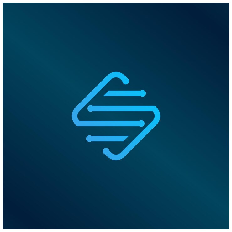 Vector logotipo de inspiración letra inicial s resumen con estilo tecnológico y color gradiente plantilla de tarjeta de visita