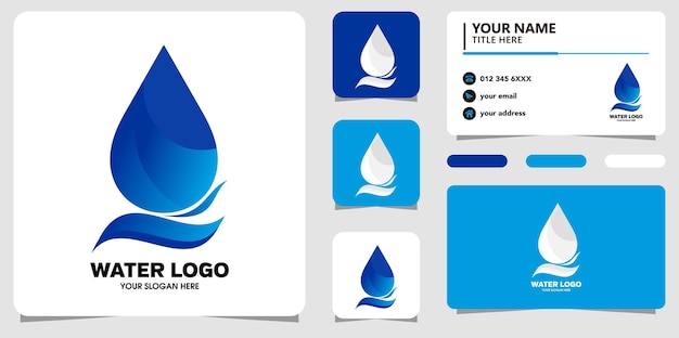 Logotipo de inspiración moderna de agua y tarjeta de visita.