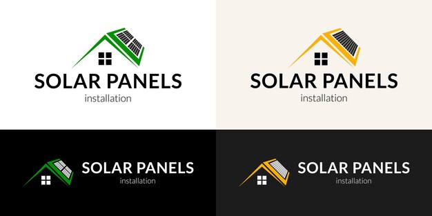 Logotipo de instalación de paneles solares Vector