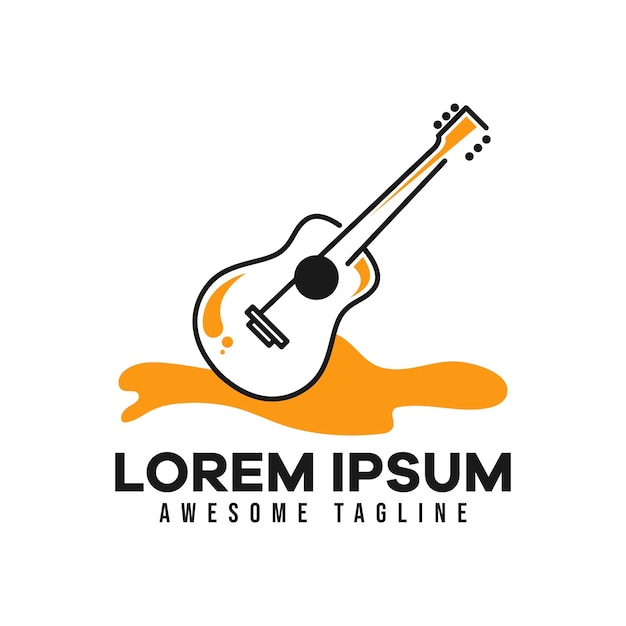 Logotipo de instrumento de música de guitarra apto para plantilla de logotipo de música ilustración vectorial estilo de color plano