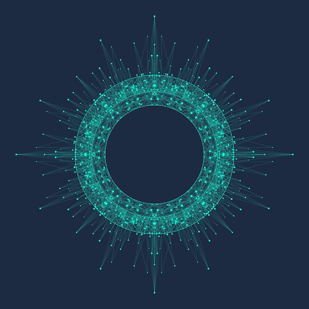 Logotipo de inteligencia artificial Concepto de aprendizaje automático Redes neuronales cerebrales digitales y procesamiento de aprendizaje Big Data Fondo de flujo de datos Ilustración vectorial