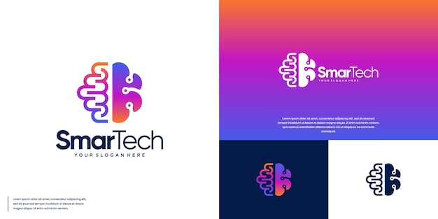 Logotipo de inteligencia artificial con concepto de cerebro humano plantilla de diseño gráfico de tecnología futura