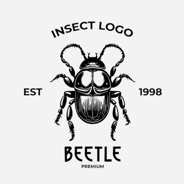 Vector el logotipo intsec beetle en blanco y negro