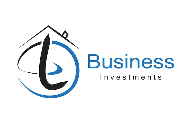 Vector logotipo de inversión en forma de signo abstracto con techo de casa y una inscripción eps10