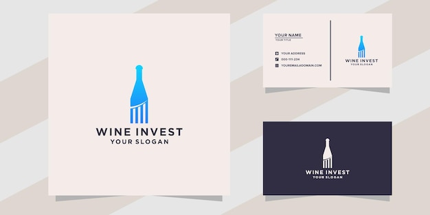 Vector logotipo de inversión de vino y plantilla de tarjeta de visita