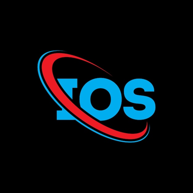 El logotipo de iOS, la letra de la letra de iOS, el diseño del logotipo, las iniciales, el logotipo de IOS vinculado con un círculo y un monograma en mayúsculas, el logo de IOS, la tipografía para el negocio de la tecnología y la marca inmobiliaria.