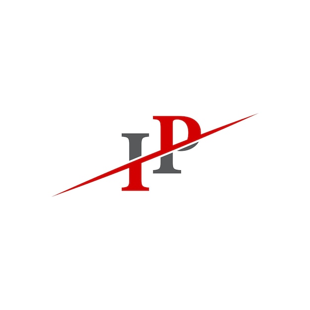 Logotipo IP minimalista con línea diagonal dinámica
