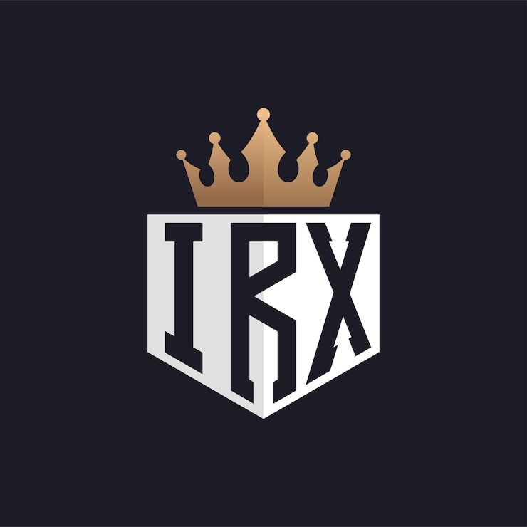 Vector logotipo irx de lujo con corona iniciales elegantes logotipo de letra irx para marcas exclusivas letra monograma irx para empresas de alta gama