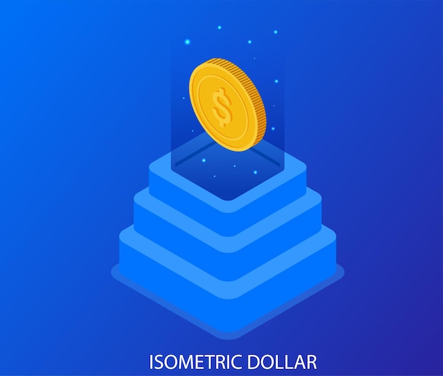 logotipo isométrico del dólar del vector