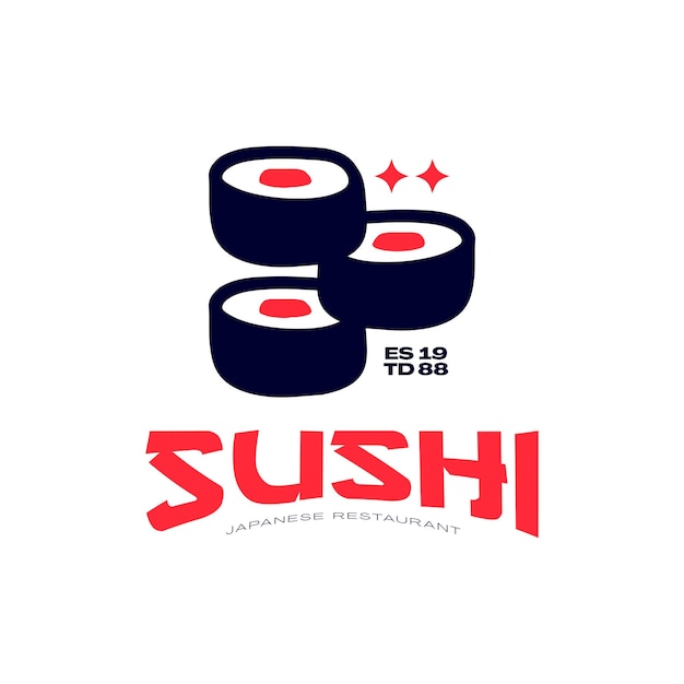logotipo japonés de sushi con ilustración de sushi