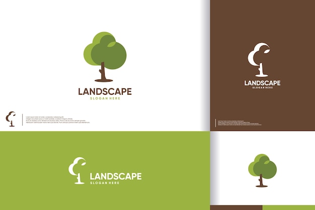 logotipo del jardín con icono de árbol verde abstracto inspiración para el diseño del logotipo