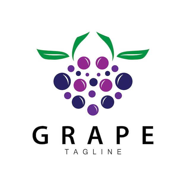 Logotipo Jardín de uvas Vector Vino de frutas púrpura fresco Diseño de marca plantilla de ilustración simple