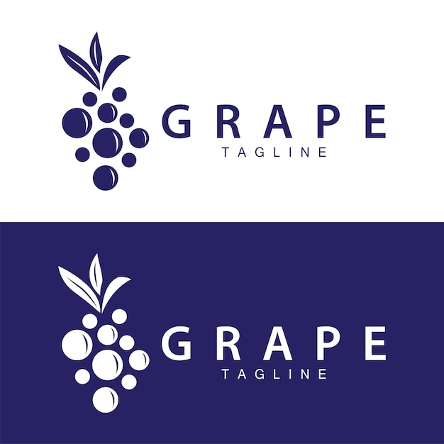 Logotipo Jardín de uvas Vector Vino de frutas púrpura fresco Diseño de marca plantilla de ilustración simple