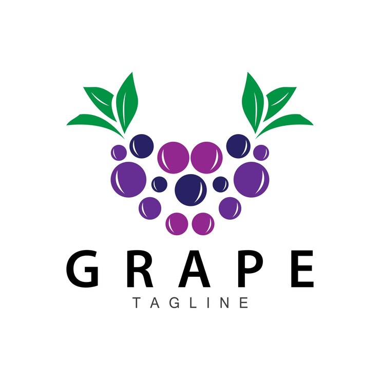 Vector logotipo jardín de uvas vector vino de frutas púrpura fresco diseño de marca plantilla de ilustración simple