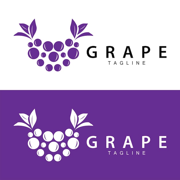 Logotipo Jardín de uvas Vector Vino de frutas púrpura fresco Diseño de marca plantilla de ilustración simple