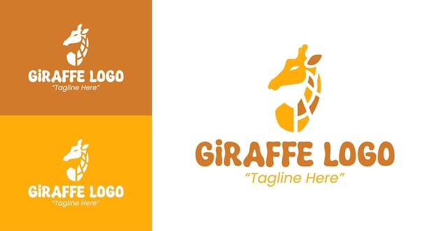 Logotipo de jirafa alta con tema africano amarillo y naranja
