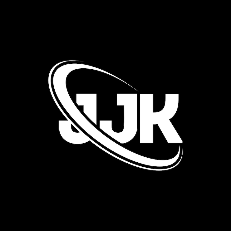 Vector logotipo de jjk: diseño de logotipo de letra jjk iniciales: logotipo jjk vinculado con círculo y monograma en mayúscula logotipo: tipografía jjk para negocios tecnológicos y marca inmobiliaria
