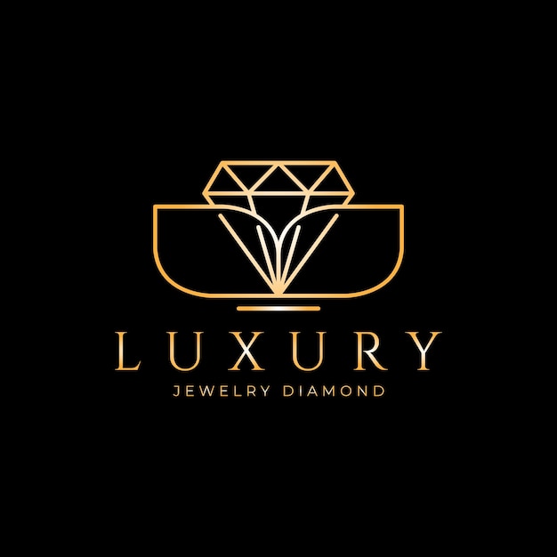 logotipo de joyería diamante lujo flor belleza simple icono vectorial símbolo diseño minimalista