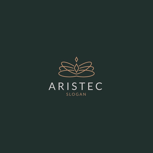 Logotipo de joyería de diamantes de boutique de corona elegante simple de lujo