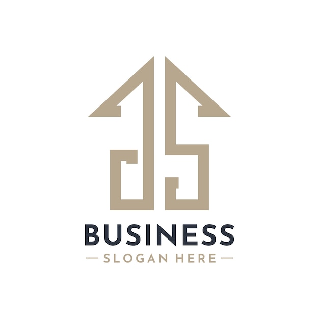 El logotipo de JS Letter House para la marca de negocios inmobiliarios JS Property Management Iniciales modernas AA Diseño del logotipo