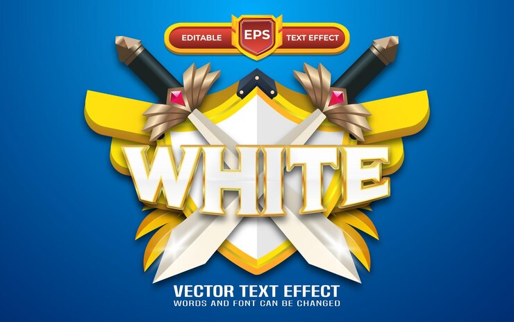 Vector logotipo de juego 3d blanco con efecto de texto editable