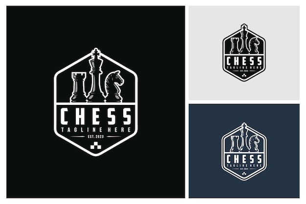 Logotipo de juego de ajedrez Diseño de logotipo para la tarjeta de visita del club de ajedres del torneo de campeonato
