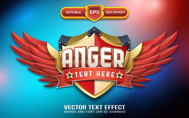 Logotipo del juego Anger 3d con efecto de texto editable