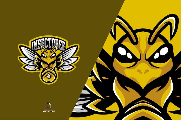 Vector logotipo del juego de esport de la mascota de la abeja amarilla para el equipo de juegos deportivos