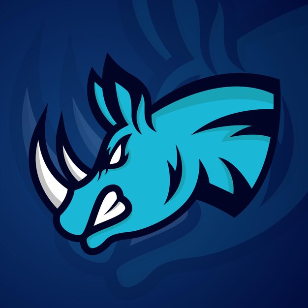 Logotipo de juego de esport de rinoceronte azul