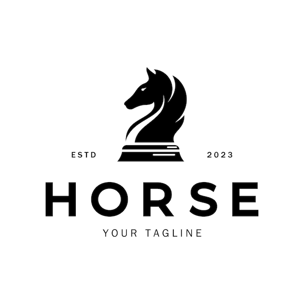 Logotipo del juego de estrategia de ajedrez con el ministro del peón del rey del caballo y el campeonato del torneo de ajedrez rookfor