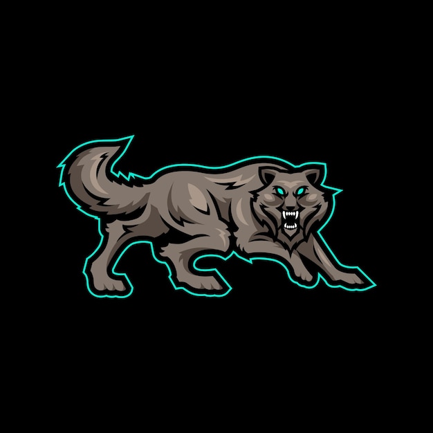 Logotipo de juego de lobo enojado