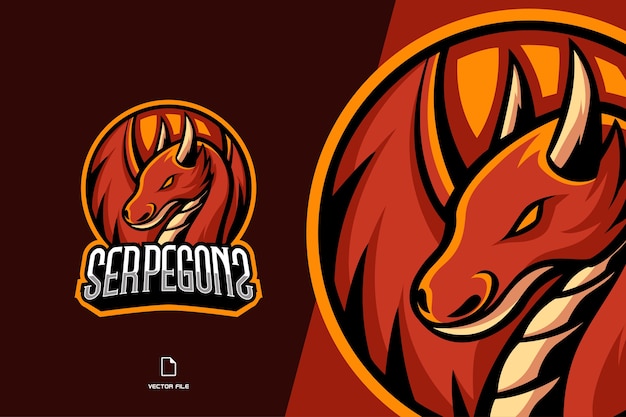 Logotipo del juego del logotipo de la mascota del dragón rojo para la plantilla de esport y equipo deportivo