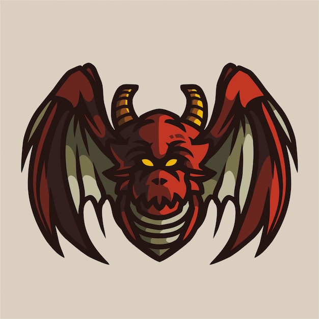 Logotipo del juego de la mascota del dragón marrón