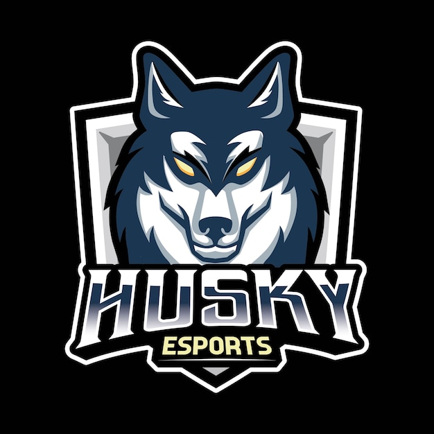 Logotipo de juego de mascota de perro husky