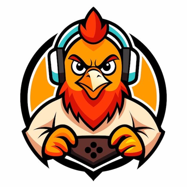 Logotipo de juego de mascota de pollo asado
