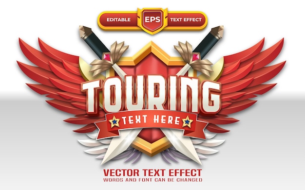 Logotipo del juego Touring 3d con efecto de texto editable