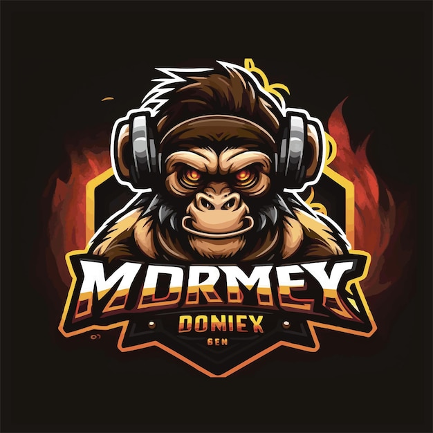 Vector logotipo de juegos de monky con juegos de auriculares