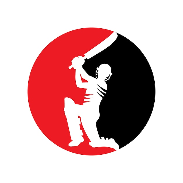 El logotipo del jugador de cricket dentro de una forma de círculo