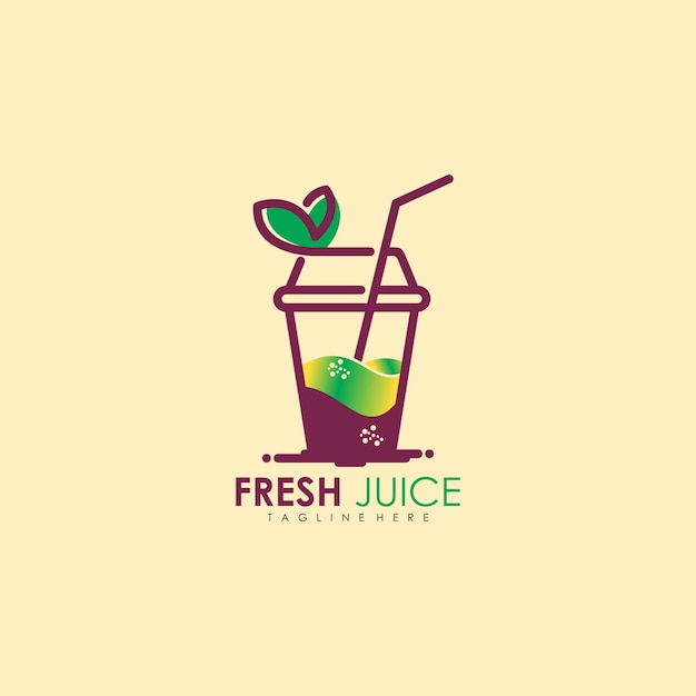 un logotipo para jugo fresco con una pajita en él