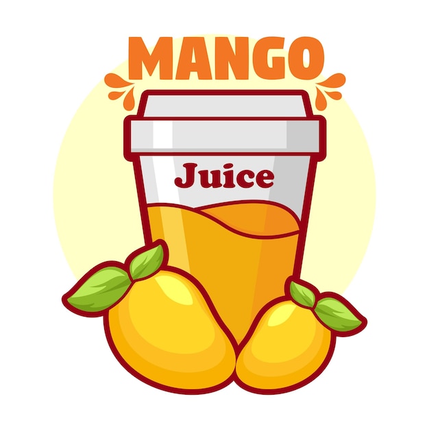 Logotipo de jugo de mango. Diseño de bebidas frescas. Tu eslogan aquí