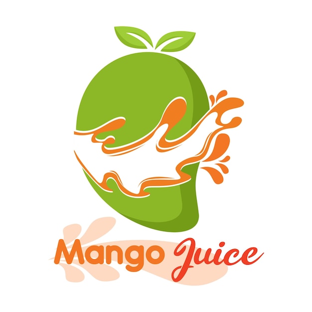 Vector logotipo de jugo de mango. diseño de bebidas frescas. tu eslogan aquí