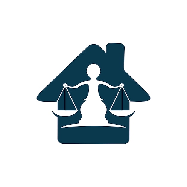 Vector logotipo de la justicia. diseño del logotipo de la casa de la ley. logotipo de derecho de propiedad, logotipo de bienes raíces.