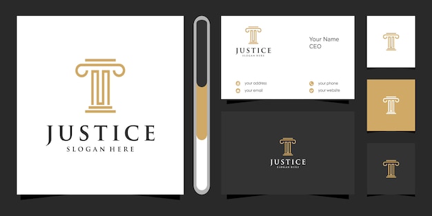 Vector logotipo de justicia y tarjeta de visita.