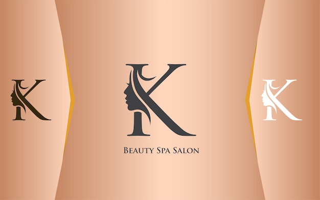 El logotipo de K Beauty Spa y Salón de belleza, letra de color de lujo