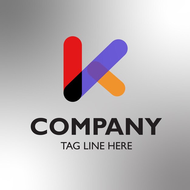 El logotipo de la K COMPANY el texto del eslogan el espacio el fondo del gradiente