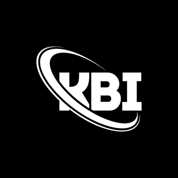 El logotipo KBI, la letra KBI, el diseño del logotipo de la carta KBI, las iniciales, el logotipo de KBI vinculado con un círculo y un monograma en mayúsculas, la tipografía de KBI para el negocio tecnológico y la marca inmobiliaria.