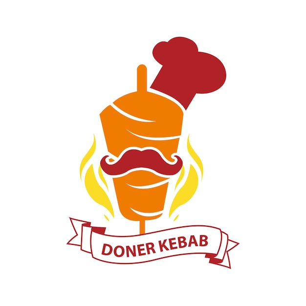 Vector logotipo del kebab doner para restaurantes y mercados