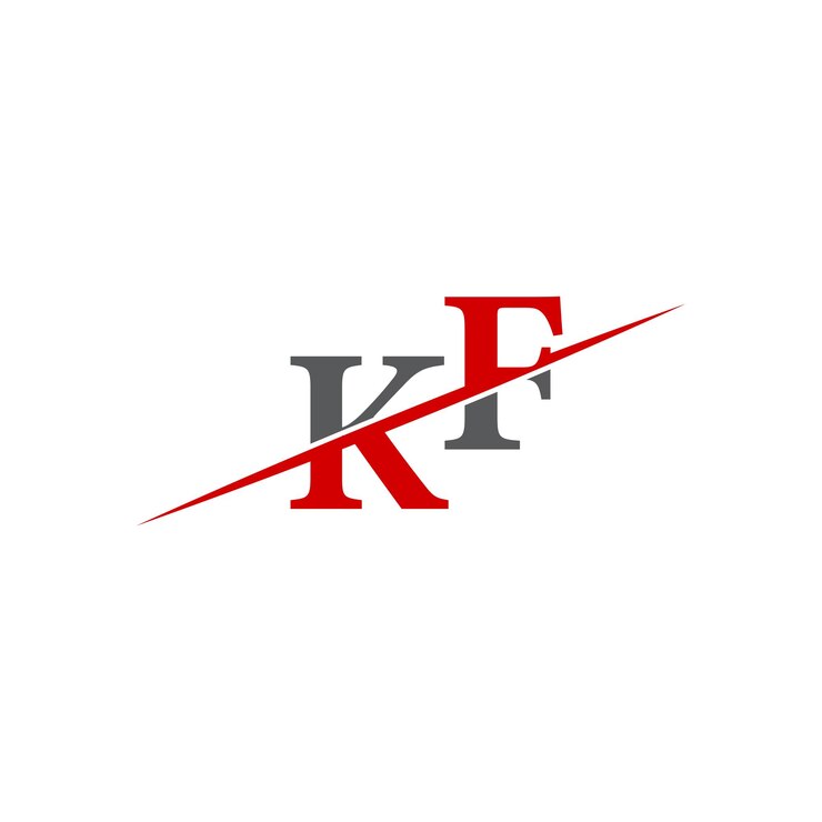Vector logotipo kf minimalista con línea diagonal dinámica